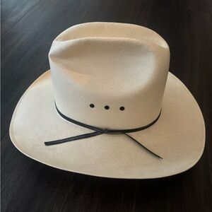 RESISTOL Cowboy Hat 7 5/8 Genuine 10X Shantung Straw Panama Hat Made In Texas